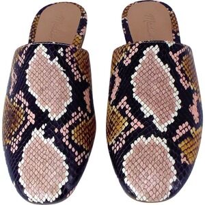 Madewell Mules Snake Embossed Leather‎ Slip On Slides AH704 Forgotten Petal 6.5